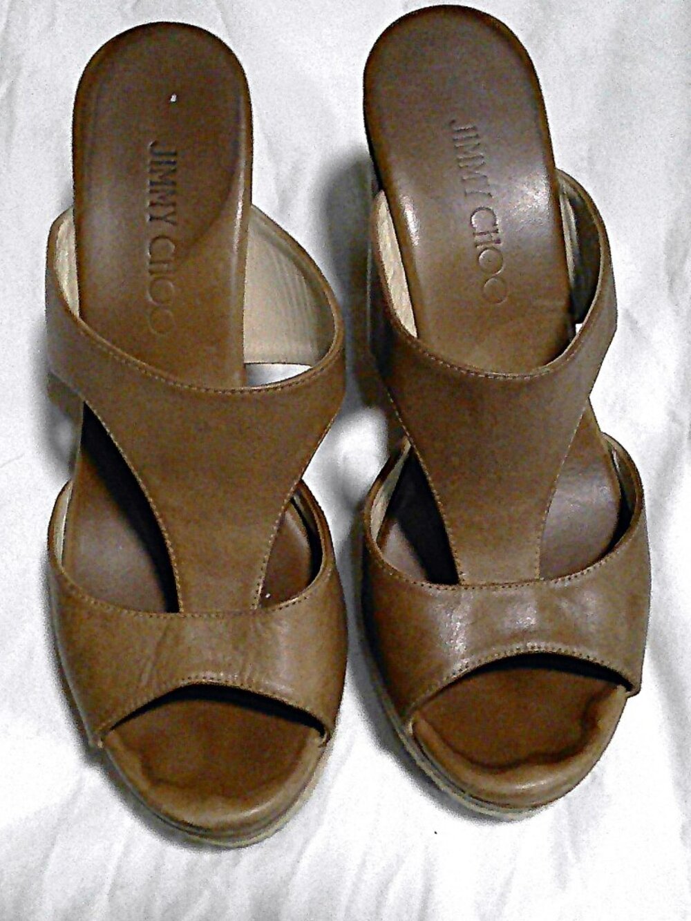 ✨ Jimmy Choo Brown Leather Open-Toe Heeled Sandals – Size 38 EU Size 7-7.5 US